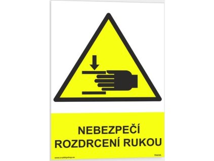 Nebezpečí rozdrcení rukou (Verze Samolepka 148 x 210 mm (A5) tl. 0.1 mm - Kód: 13249)