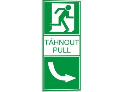 Táhnout - zleva doprava Táhnout - zprava doleva fotoluminiscenční samolepka na dveře nouzového východu (Verze Samolepka 100 x 200 mm tl. 0.4 mm - fotoluminiscenční - Kód: 02642)
