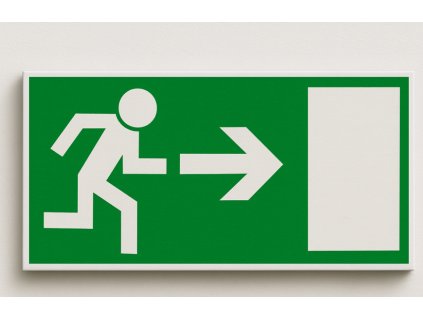 Únikový východ vpravo (Verze Plast 200 x 100 mm tl. 1.1 mm - fotoluminiscenční - Kód: 00054)