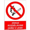 Zákaz rozdělávání ohňů v lese (Verze Plast 148 x 210 mm (A5) tl. 0.5 mm - Kód: 09108)