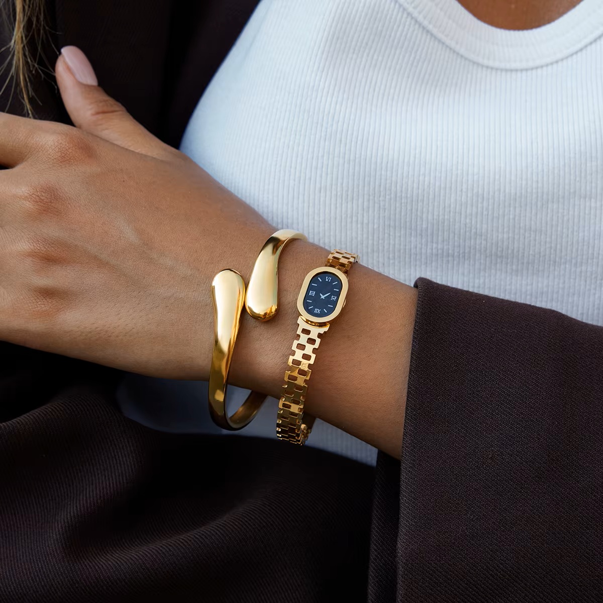 ELENYS Liquid Gold – pozlacený organický náramek 18K zlato