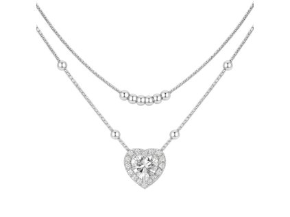 Elenys pozlacený dvojitý náhrdelník srdce s drahokamem moissanitem