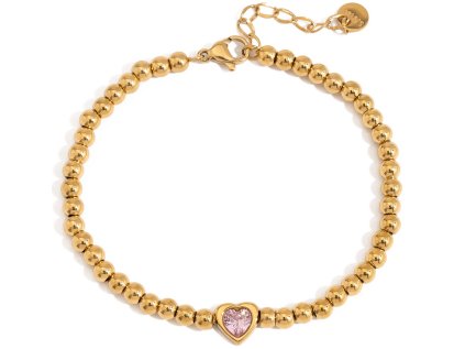 ELENYS Pink Amour  pozlacený náramek 18K žluté zlato