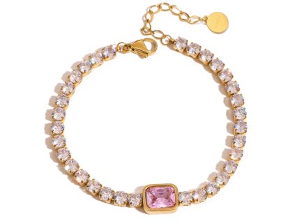 ELENYS Bella Pink  pozlacený náramek 18K žluté zlato