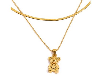ELENYS Teddy  vrstvený pozlacený náhrdelník 18K žluté zlato