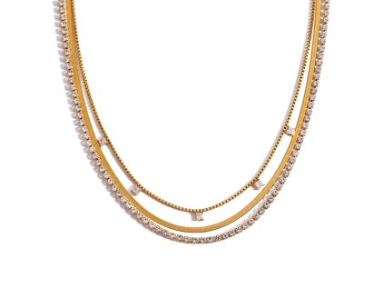 ELENYS Trio  vrstvený náhrdelník 18K žluté zlato