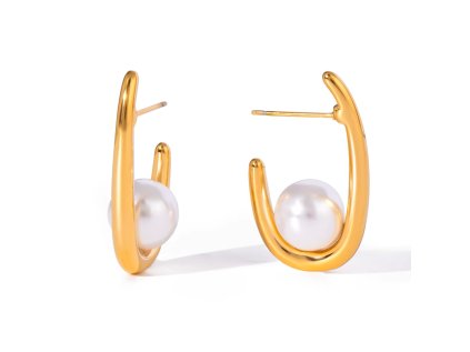 ELENYS Pearl – pozlacené náušnice 18K žluté zlato