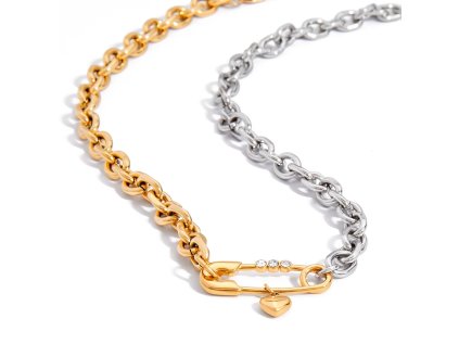 ELENYS Safety Heart  pozlacený náhrdelník 18K žluté zlato