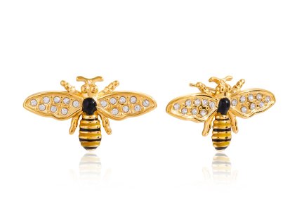 ELENYS Bee Sparkly  pozlacené náušnice 18K žluté zlato