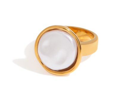 ELENYS Organic Pearl  pozlacený prsten 18K žluté zlato