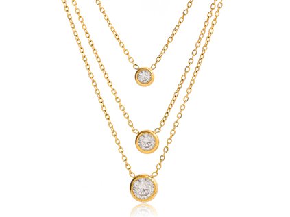 ELENYS Trio Aura  pozlacený náhrdelník 18K žluté zlato