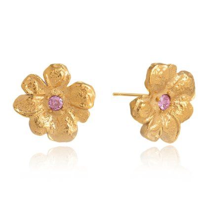 ELENYS Bloom Rosé  pozlacené náušnice 18K žluté zlato