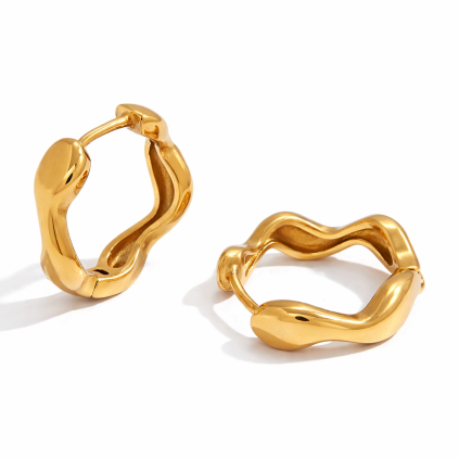 ELENYS Onda  pozlacené náušnice 18K žluté zlato