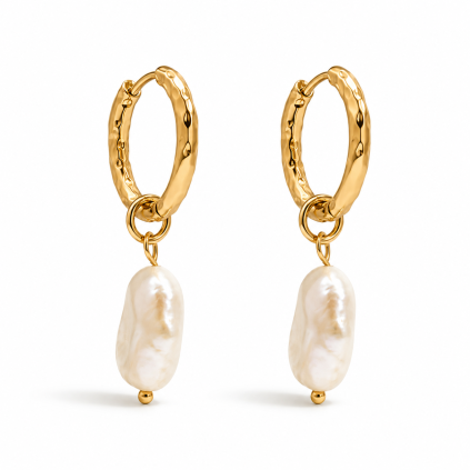 ELENYS Pearl Drop  pozlacené náušnice 18K žluté zlato