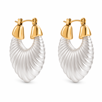 ELENYS Glossy Shell  pozlacené náušnice 18K žluté zlato