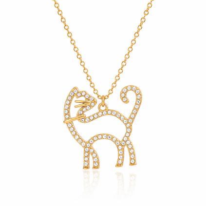 ELENYS Lucky Meow  pozlacený náhrdelník 18K žluté zlato