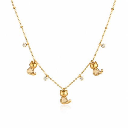 ELENYS Kitty Charm  pozlacený náhrdelník 18K žluté zlato