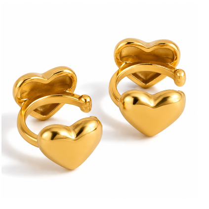 ELENYS Velvet Heart  pozlacené náušnice 18K žluté zlato