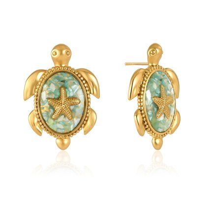 ELENYS Ocean Turtle  pozlacené náušnice 18K žluté zlato