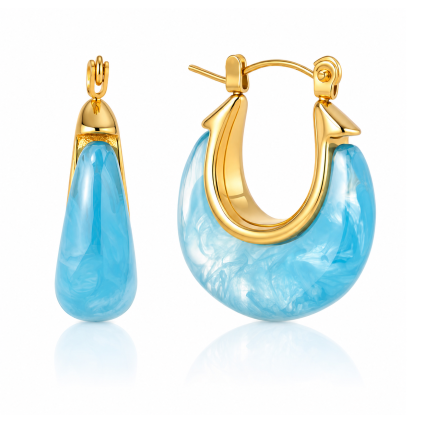 ELENYS Opaline Azure  pozlacené náušnice 18K žluté zlato