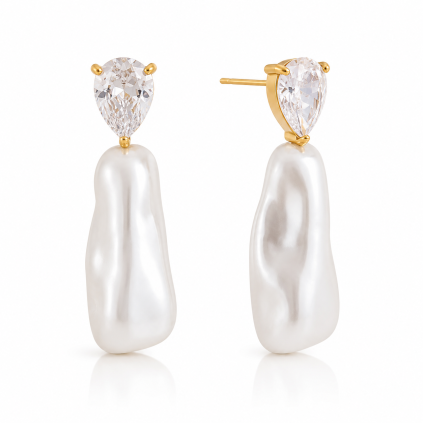 ELENYS Pearl Drop  pozlacené náušnice 18K žluté zlato