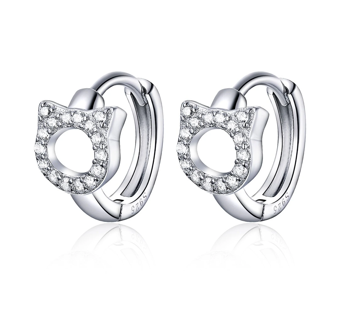 Elenys stříbrné náušnice Třpytivá kočka