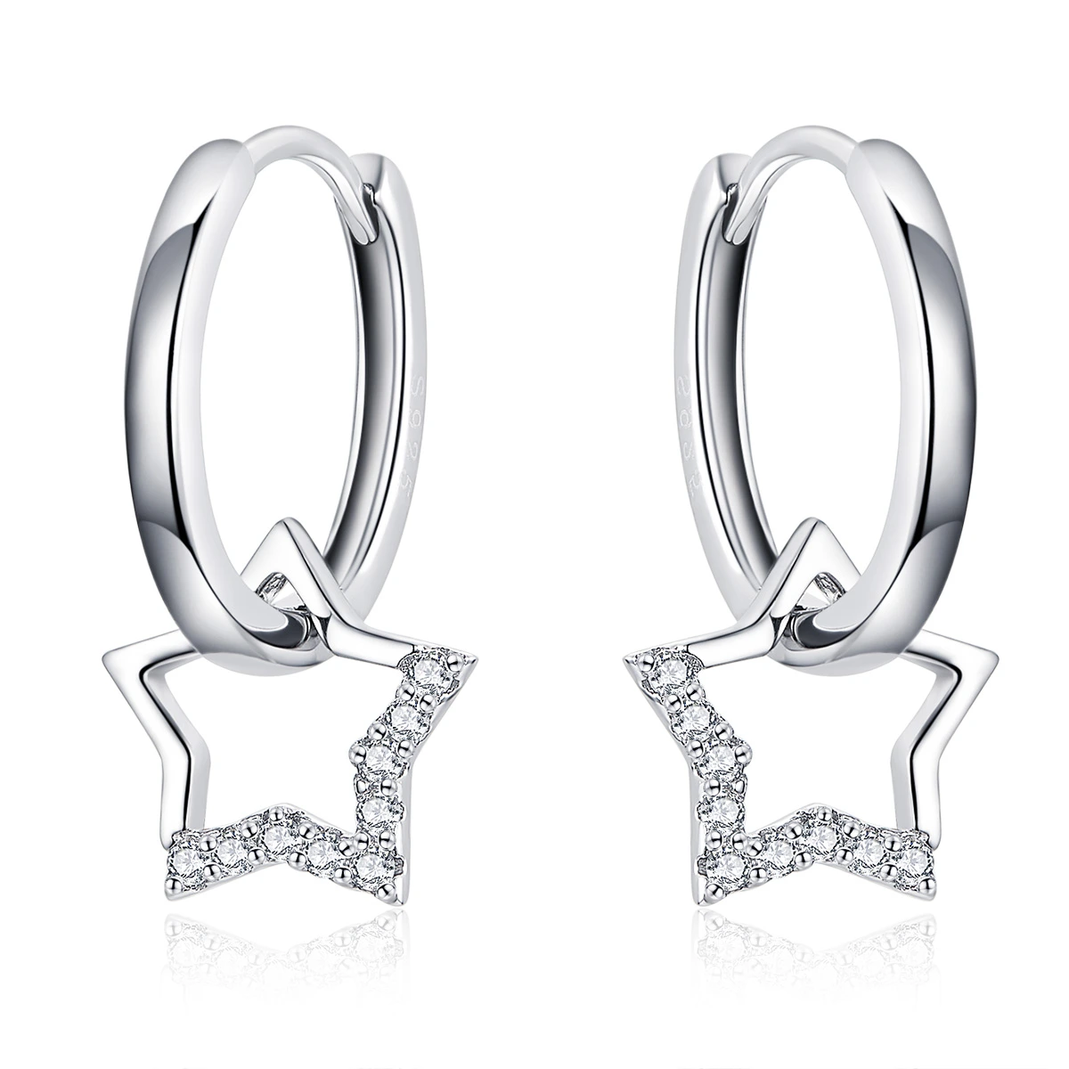 Elenys stříbrné náušnice 2v1 Hvězdné kroužky