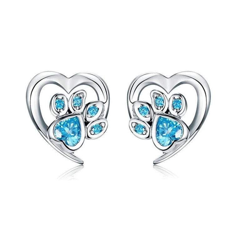 ELENYS Modrá tlapka – náušnice ze sterlingového stříbra 925