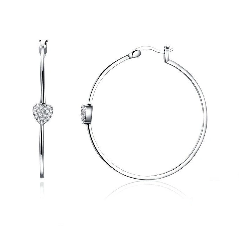 Elenys stříbrné kruhové náušnice Třpytivá srdce