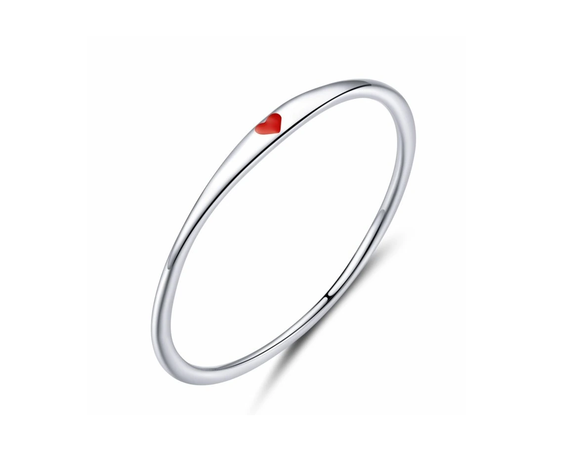 ELENYS Minimalistické červené srdce – prsten ze sterlingového stříbra 925 Velikost: 7 (EU: 54-56)