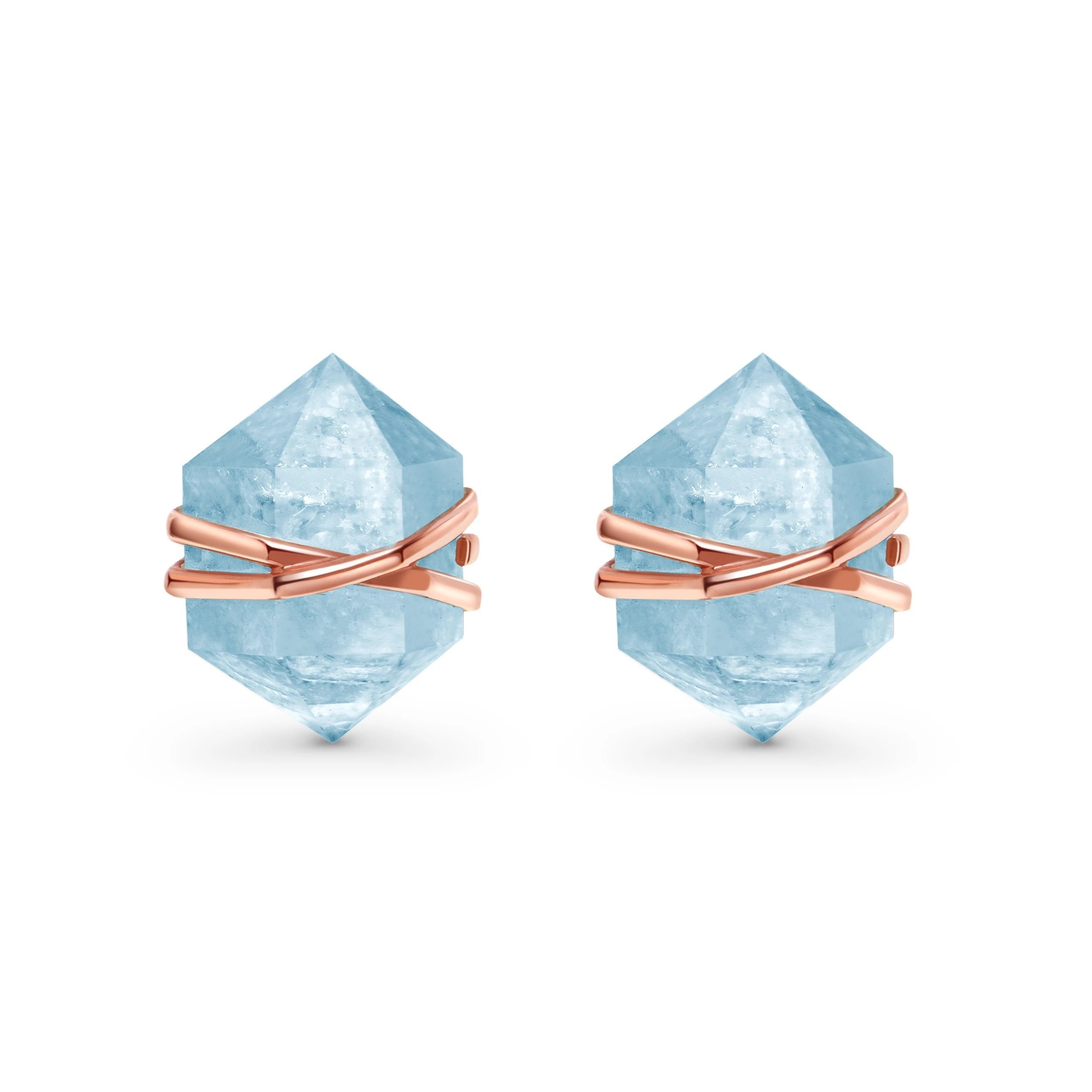 Emporial náušnice zlato Vermeil GU-DR16863E-ROSEGOLD-AQUAMARINE