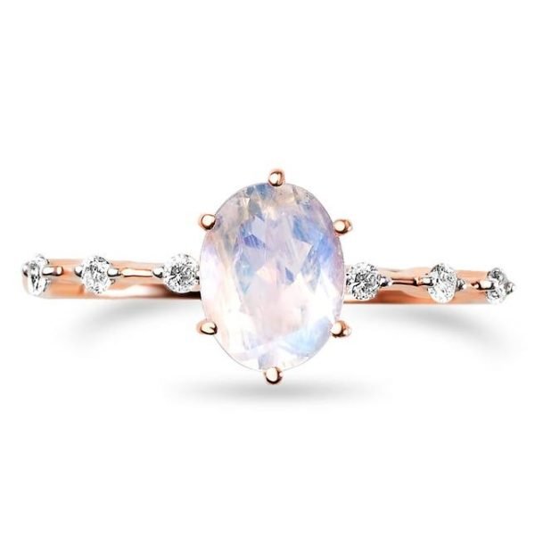 Emporial prsten 14k zlato Vermeil GU-DR8706R-ROSEGOLD-MOONSTONE-ZIRCON Velikost: 9 (EU: 59-60)