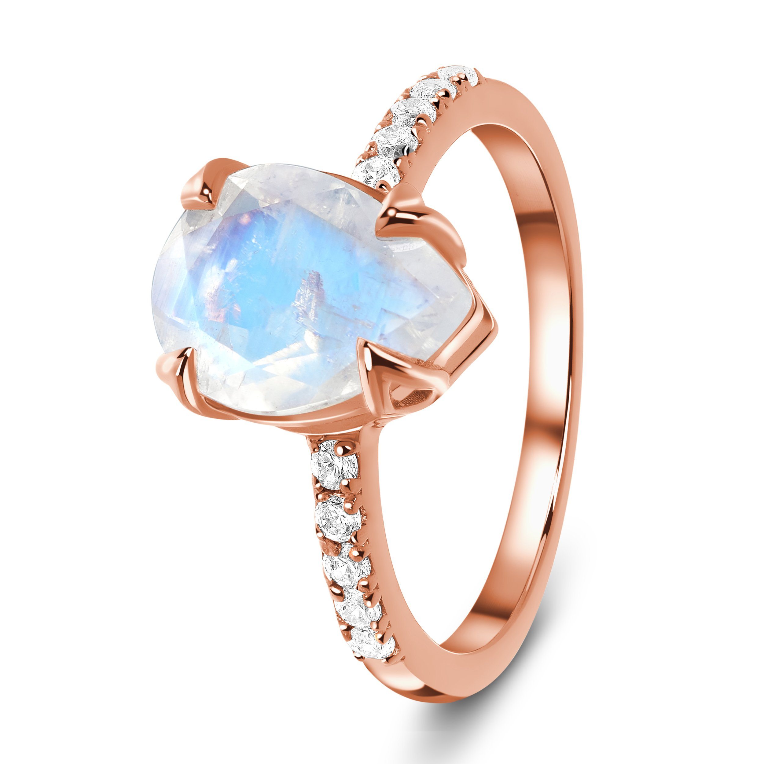 Royal Fashion prsten 14k zlato Vermeil GU-DR8927R-ROSEGOLD-MOONSTONE-ZIRCON Velikost: 7 (EU: 54-56)