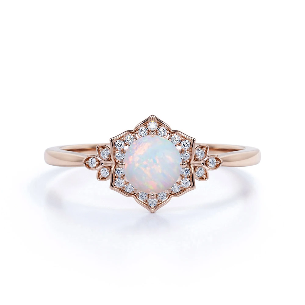 Emporial prsten 14k zlato Vermeil GU-DR14627R-ROSEGOLD-MOONSTONE-ZIRCON Velikost: 6 (EU: 51-53)