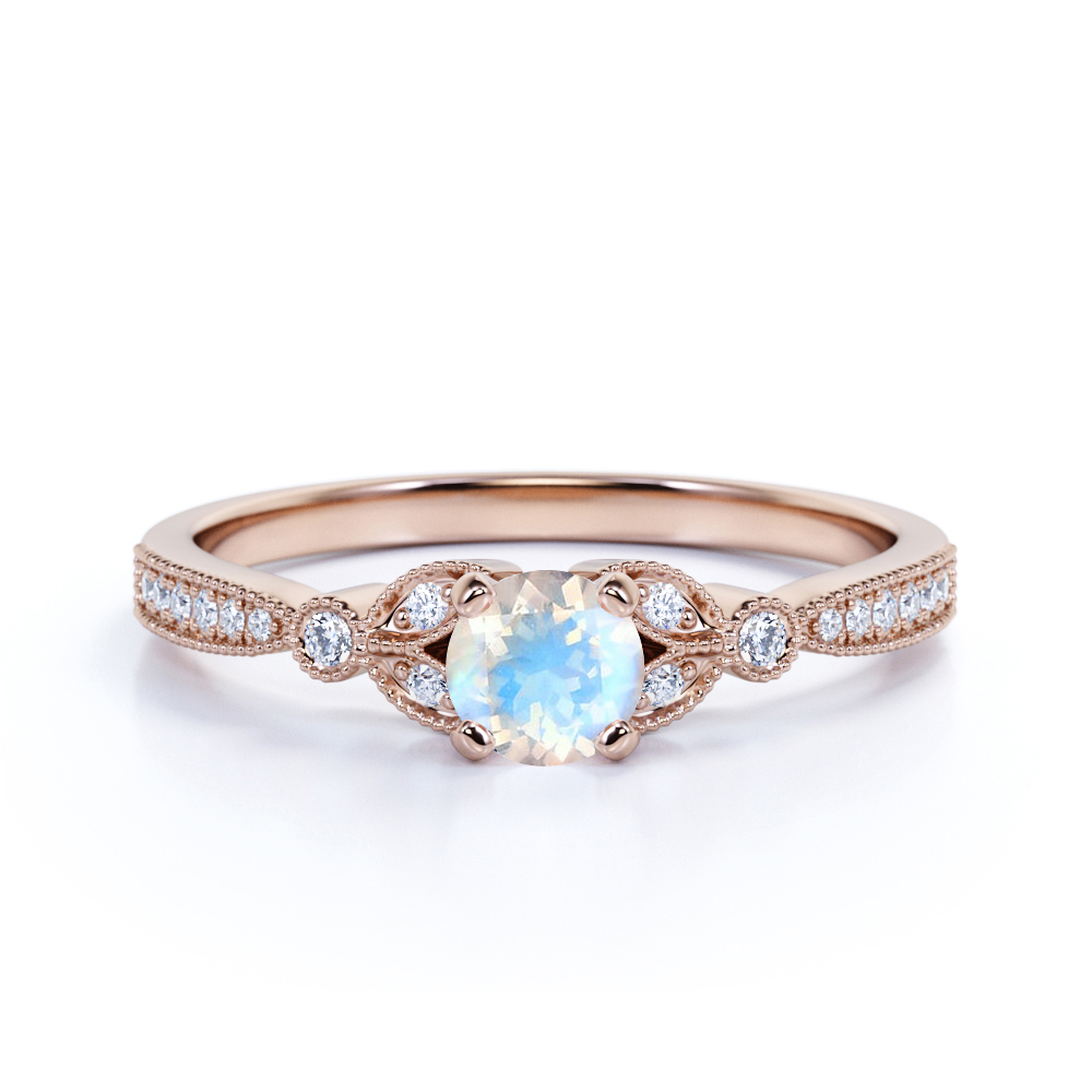 Emporial prsten 14k zlato Vermeil DR14630R-ROSEGOLD-MOONSTONE-ZIRCON Velikost: 10 (EU: 61-63)