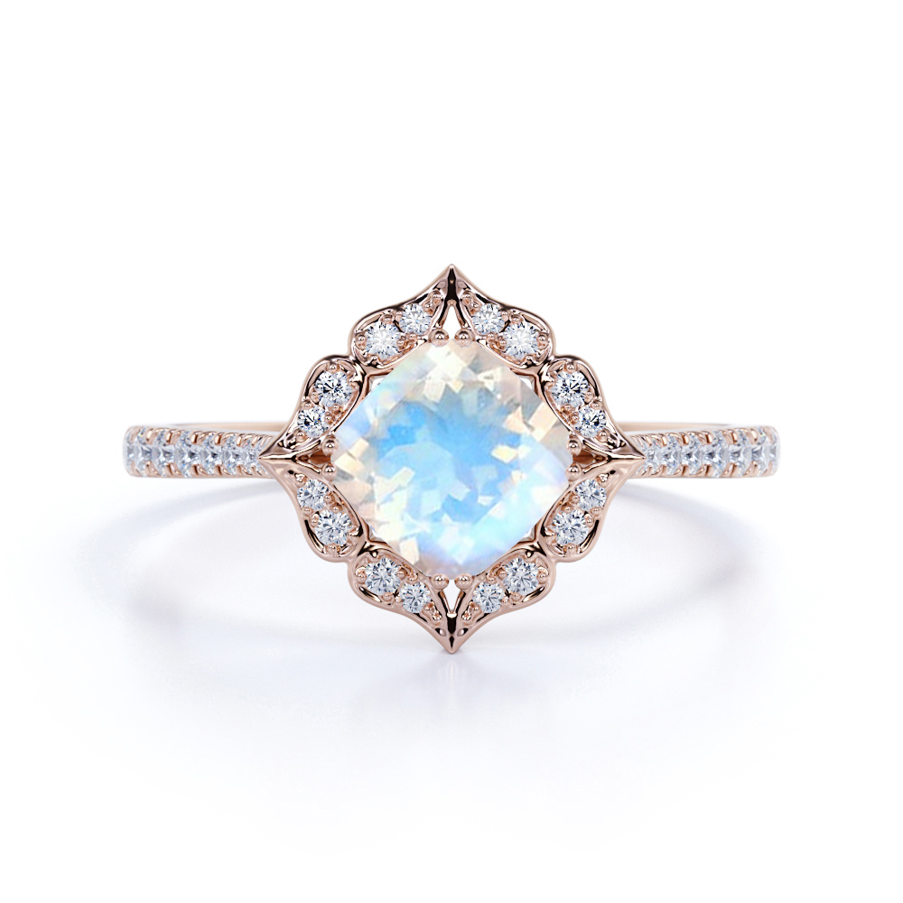 Emporial prsten 14k zlato Vermeil GU-DR18580R-ROSEGOLD-MOONSTONE-ZIRCON Velikost: 9 (EU: 59-60)