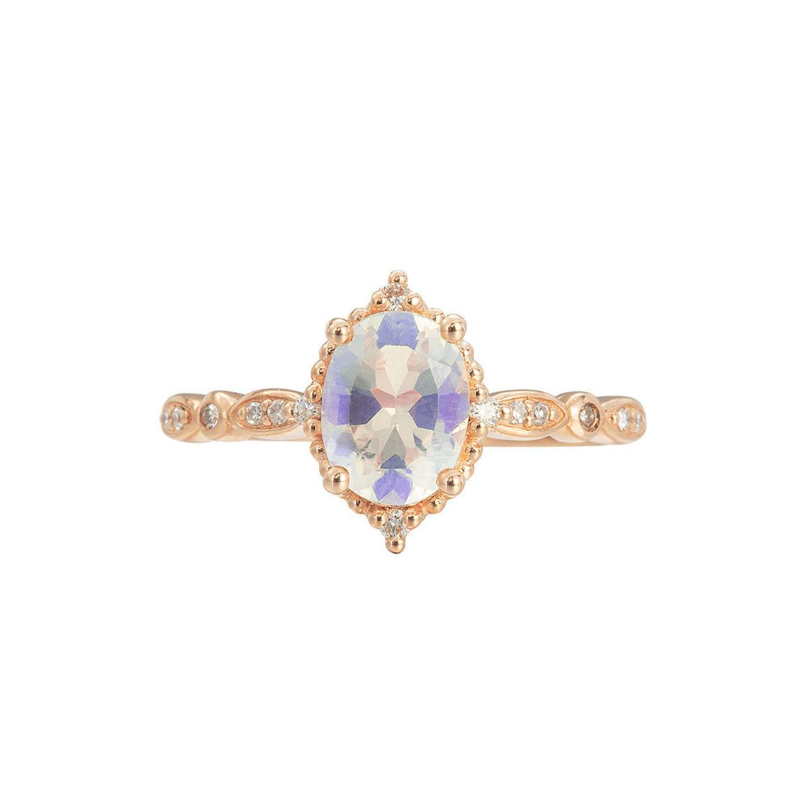 Emporial prsten 14k zlato Vermeil GU-DR190780R-ROSEGOLD-MOONSTONE-ZIRCON Velikost: 10 (EU: 61-63)