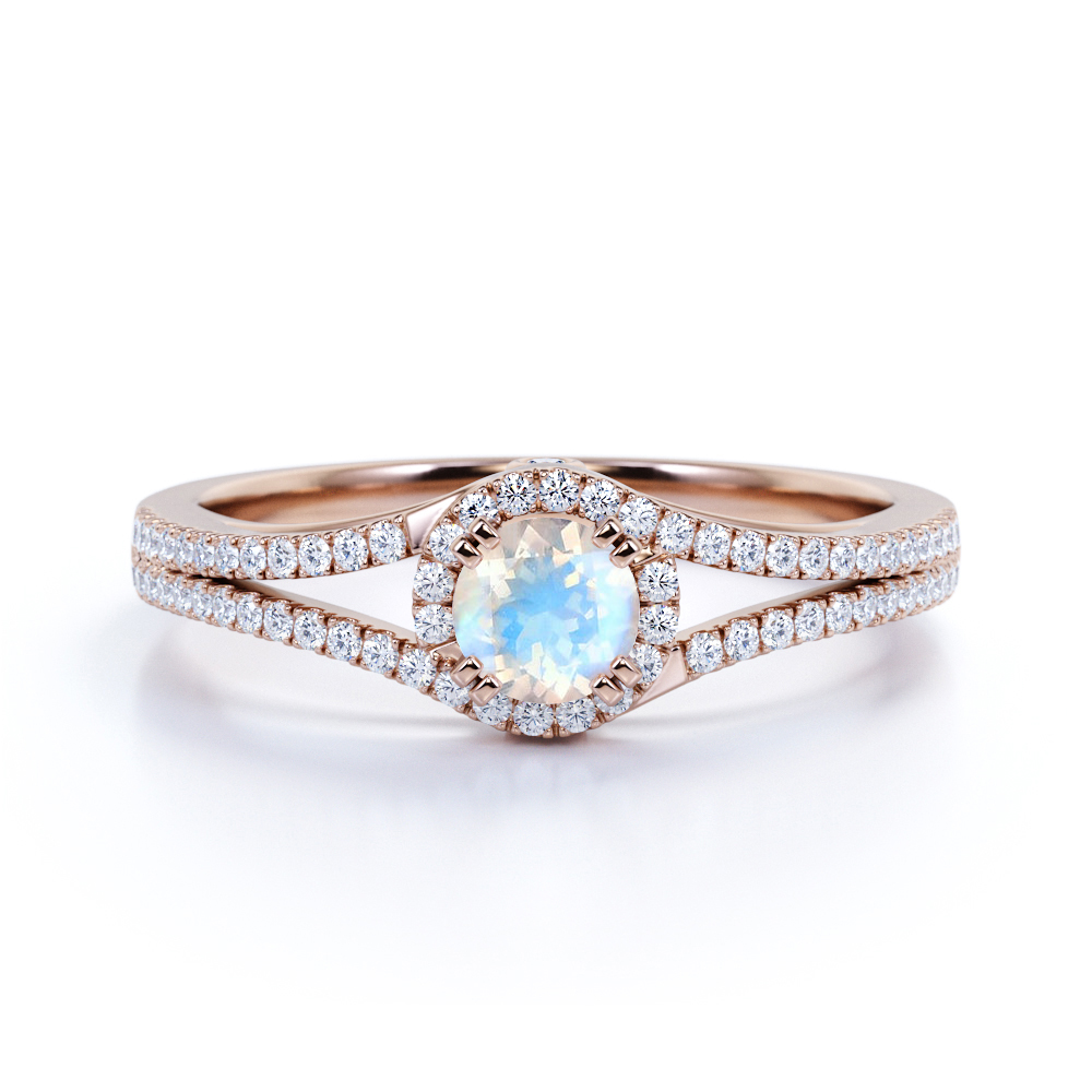 Emporial prsten 14k zlato Vermeil GU-DR14761R-ROSEGOLD-MOONSTONE-ZIRCON Velikost: 10 (EU: 61-63)