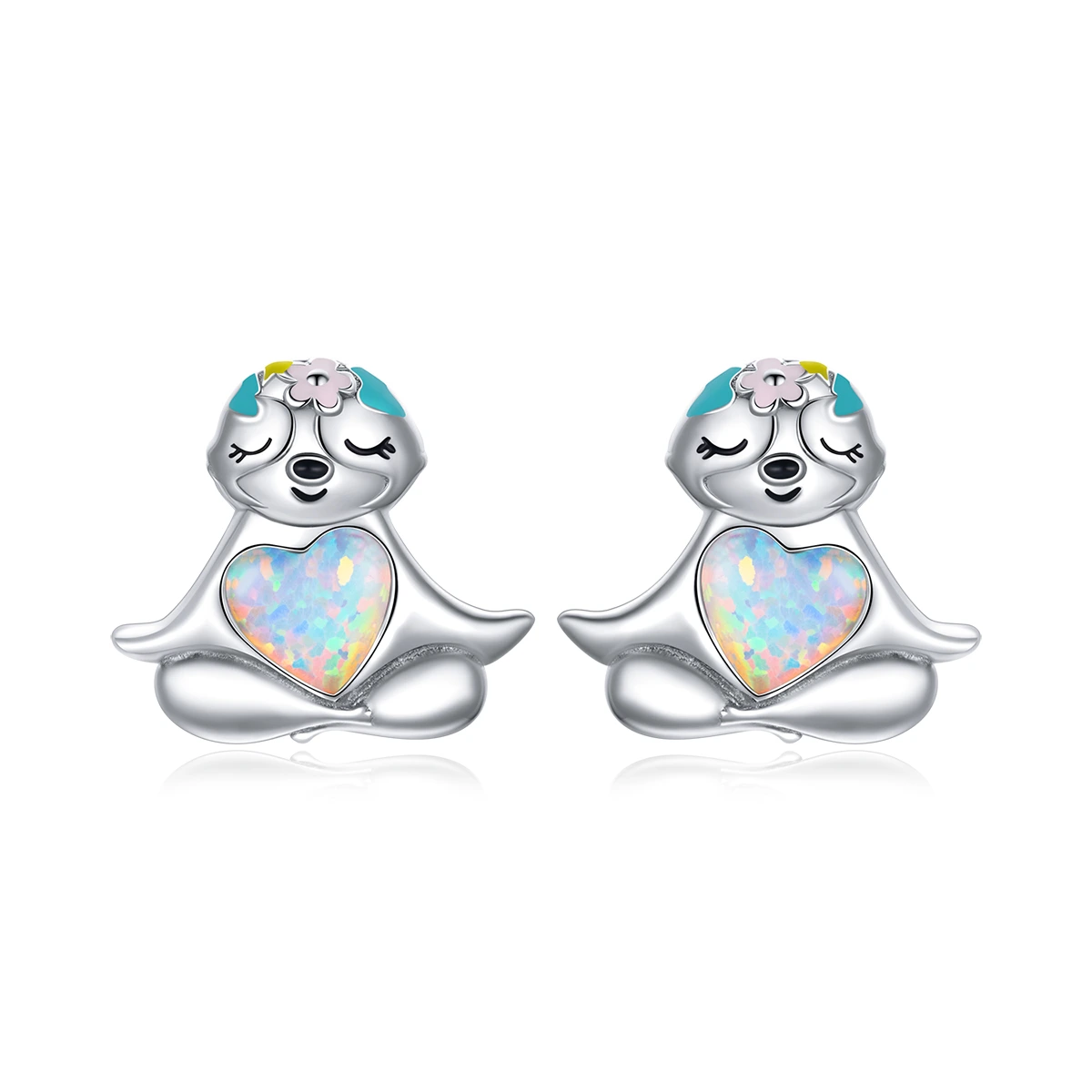 Elenys stříbrné peckové náušnice Roztomilý opálový lenochod