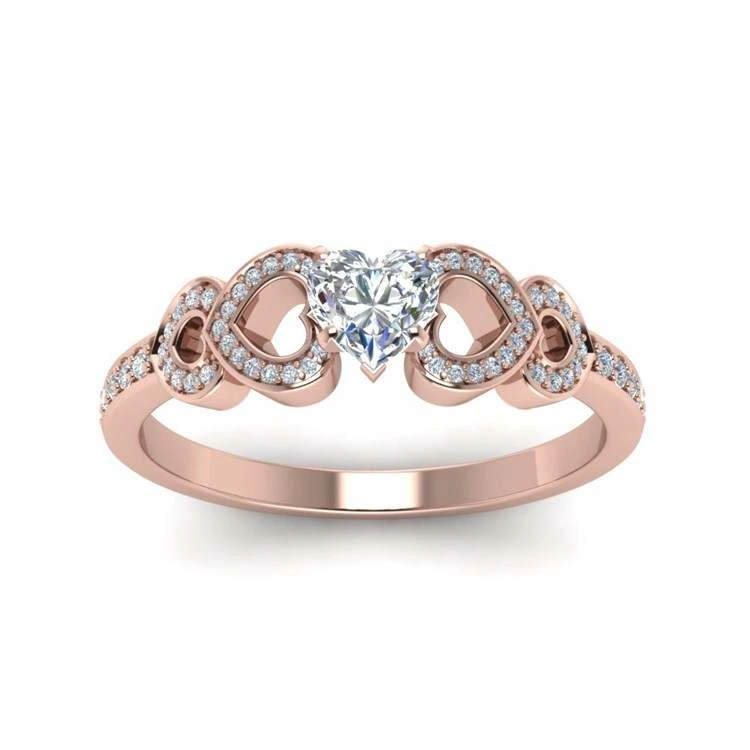 Elenys pozlacený prsten Milovaná srdce 14k růžové zlato Velikost: 8 (EU: 57-58)