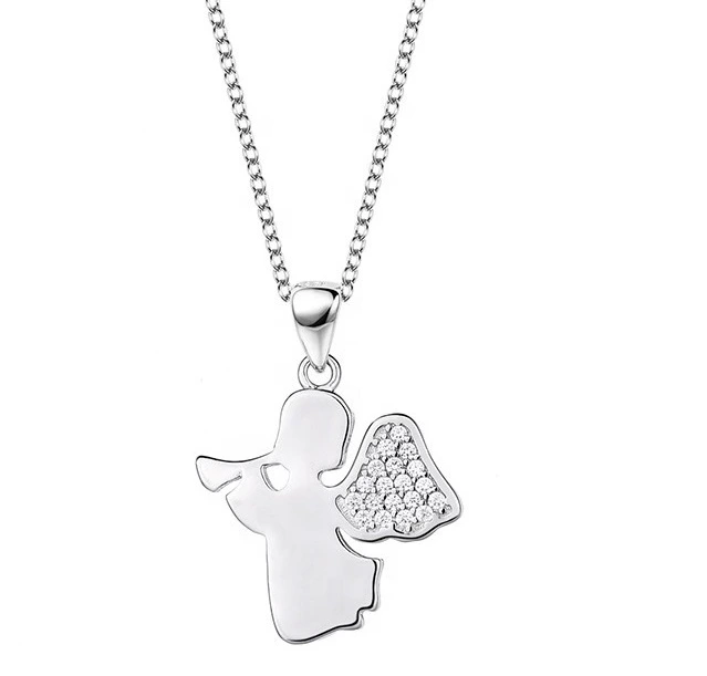 Elenys stříbrný rhodiovaný náhrdelník Anděl s nebeskou trubkou