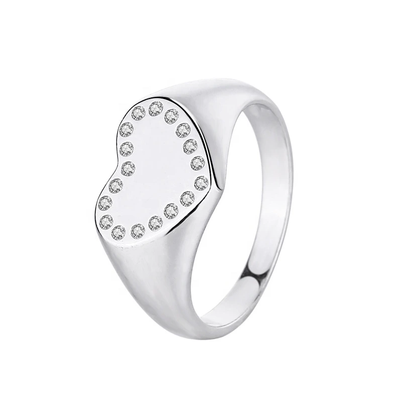 Elenys stříbrný rhodiovaný prsten Třpytivé srdce Velikost: 8 (EU: 57-58)