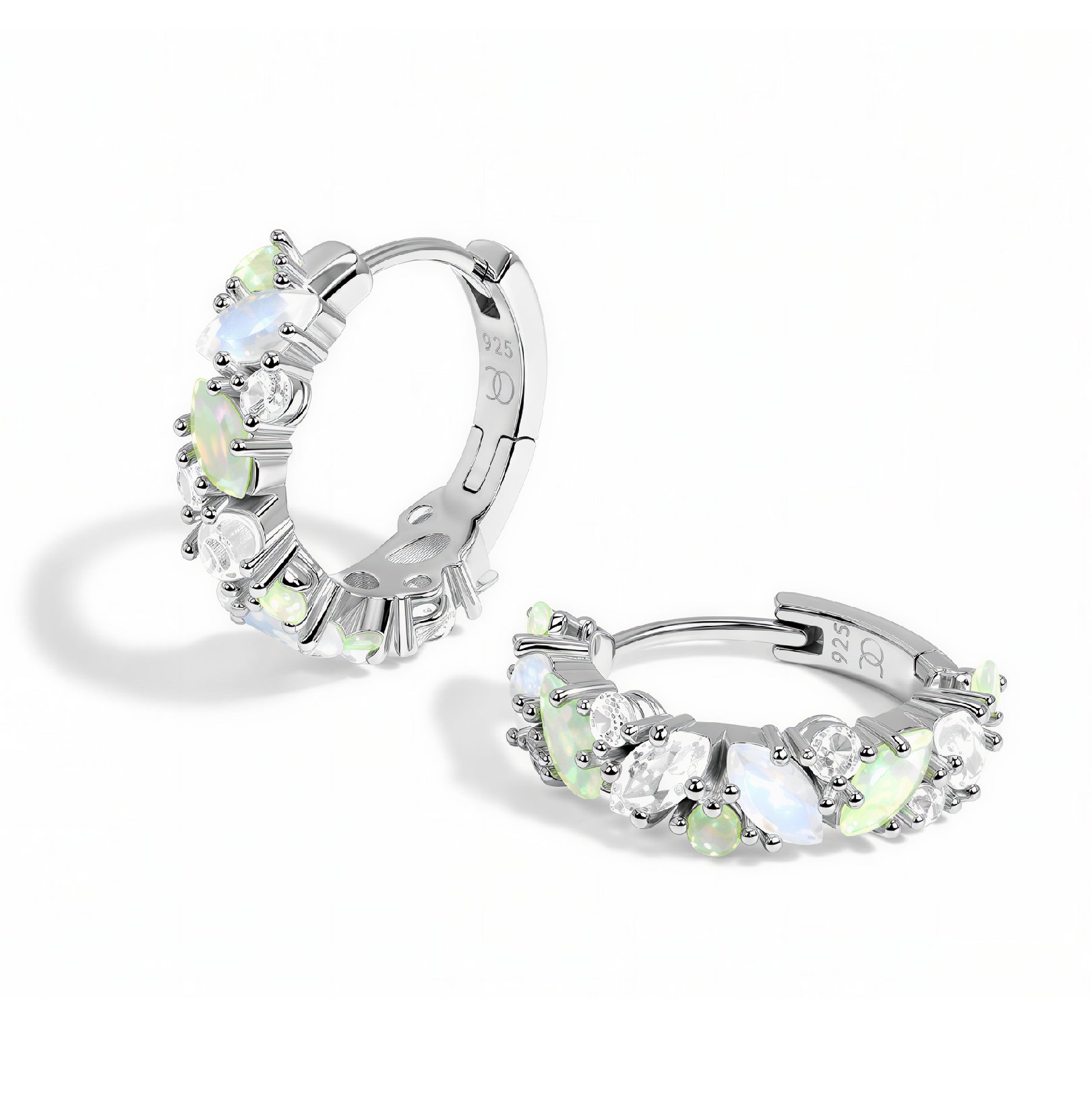 Royal Fashion stříbrné náušnice GU-DR22120E-SILVER-MOONSTONE-TOPAZ-OPAL