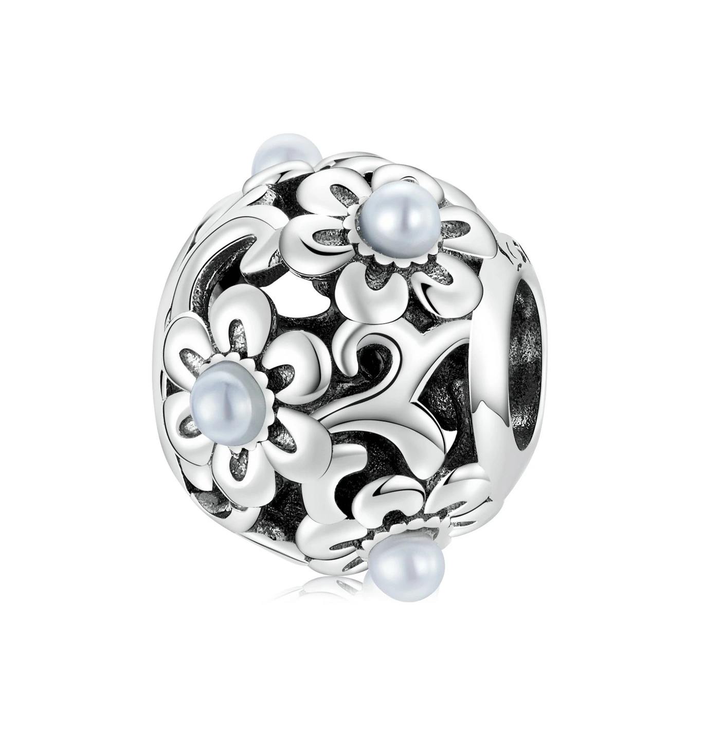 Elenys stříbrný přívěsek Perlové květy