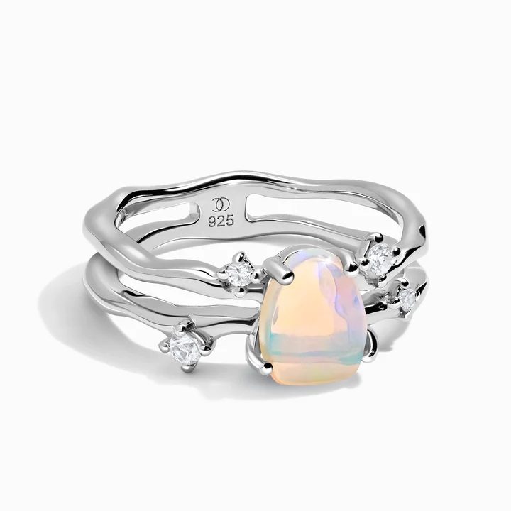 Royal Fashion stříbrný prsten GU-DR24616R-SILVER-NATURALOPAL-SAPPHIRE Velikost: 5 (EU: 49-50)