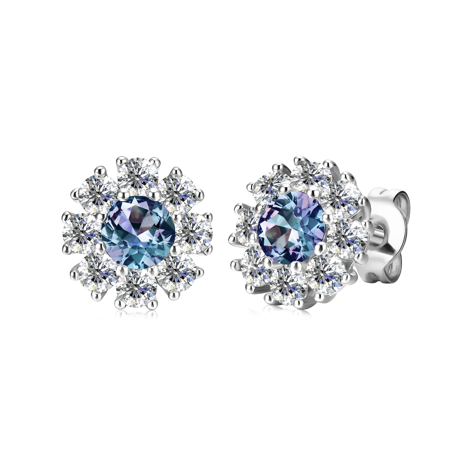 Royal Fashion stříbrné pozlacené náušnice Alexandrit DGES0023-WG