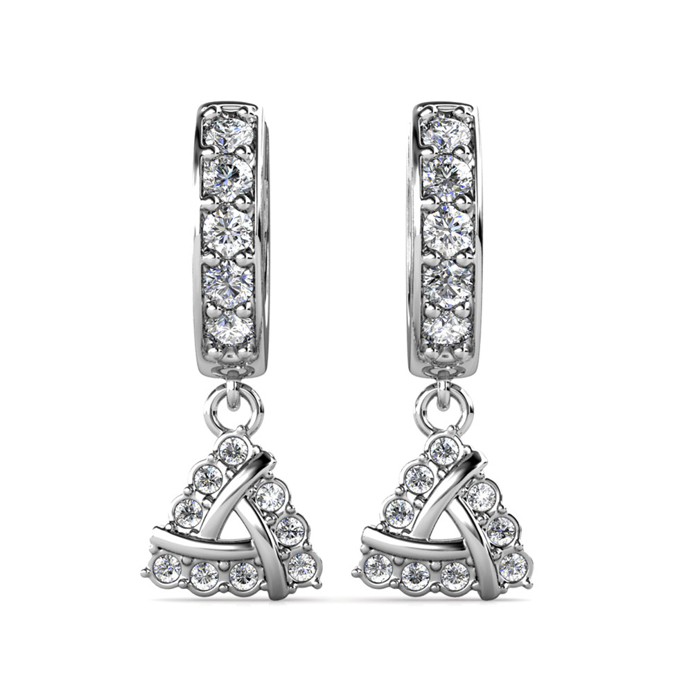 Elenys pozlacené náušnice s krystaly Swarovski® Triangl 18K bílé zlato