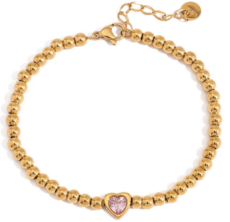 ELENYS Pink Amour – pozlacený náramek 18K žluté zlato Délka náramku: 17,5 + 5 cm / max. 22,5 cm