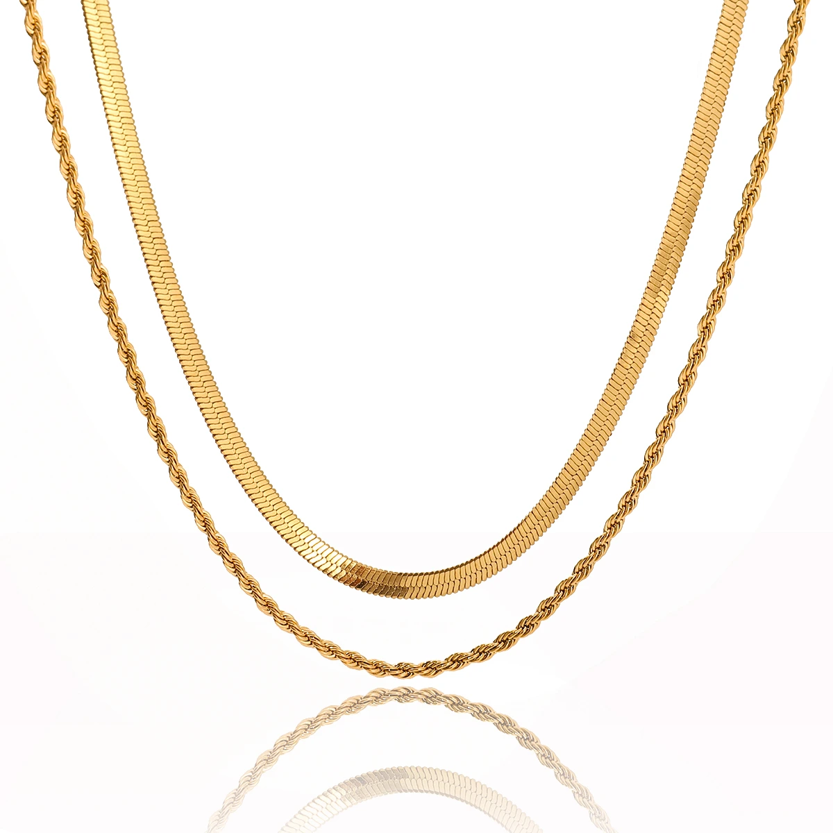 ELENYS Duo – pozlacený náhrdelník 18K žluté zlato Délka náhrdelníku: 40 a 44 cm (+ 5 cm prodloužení)