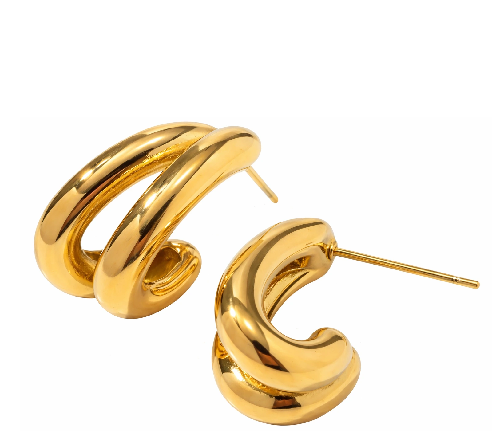 ELENYS Twist Gold – pozlacené náušnice 18K žluté zlato